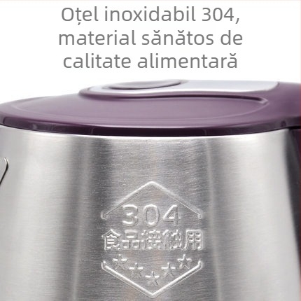 Fierbător electric Longli, 2,5 L, din oțel inoxidabil 304, anti-arsură, întrerupere automată, încălzire rapidă, 1500–2000W, bază 360°