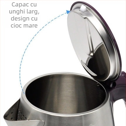 Fierbător electric Longli, 2,5 L, din oțel inoxidabil 304, anti-arsură, întrerupere automată, încălzire rapidă, 1500–2000W, bază 360°