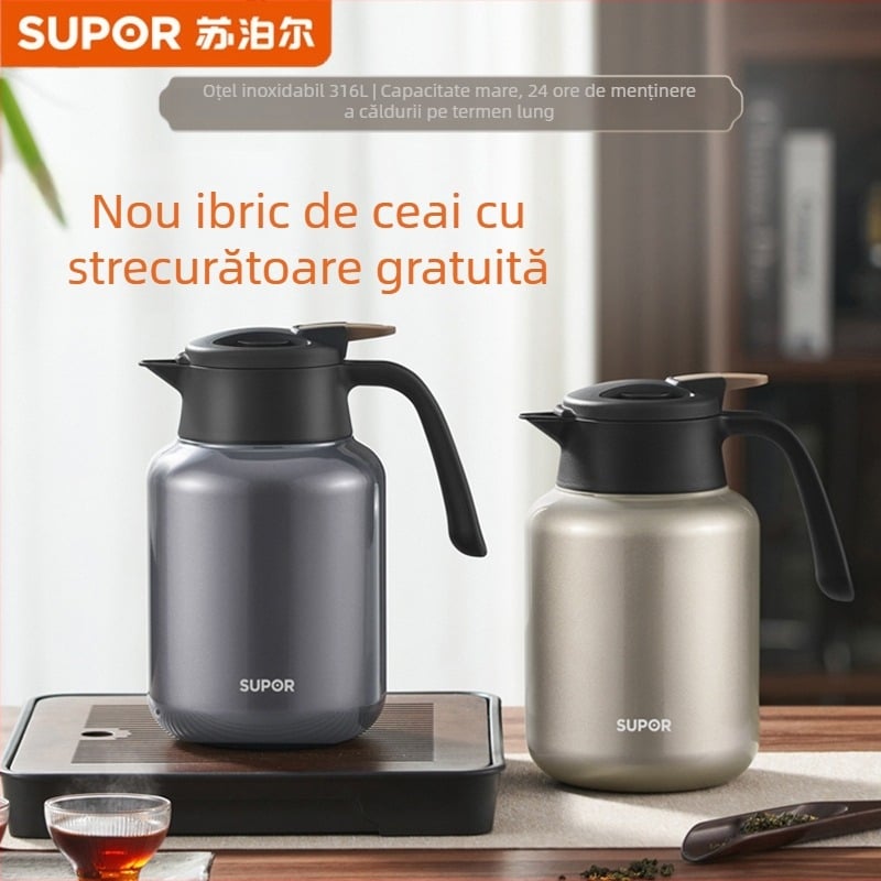 Ceainic Supor pentru infuzare ceai cu separare ceai-apă, din oțel inoxidabil 316L, ceainic izolat pentru uz casnic