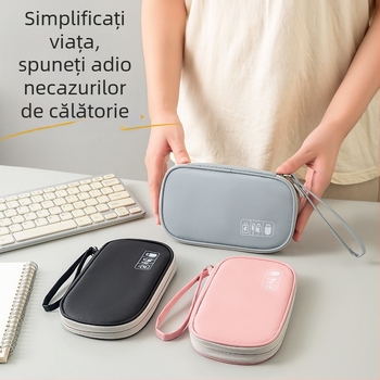 Organizator de cabluri pentru călătorii, cu capacitate mare, pentru căști, power bank și cabluri
