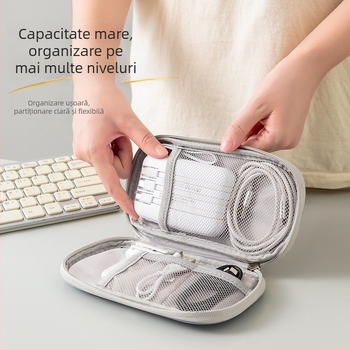 Organizator de cabluri pentru călătorii, cu capacitate mare, pentru căști, power bank și cabluri
