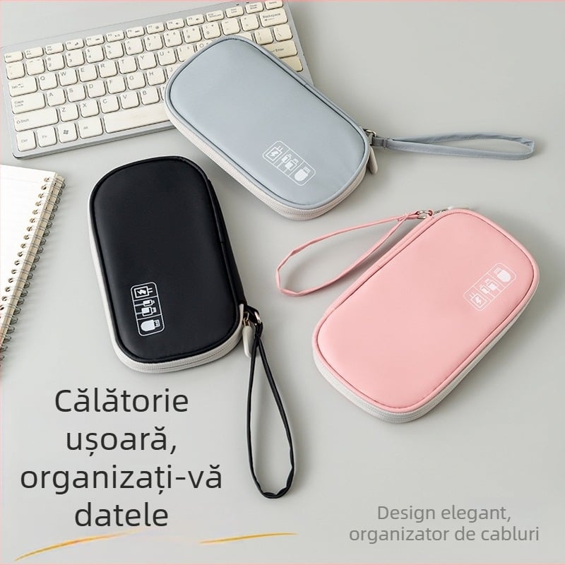 Organizator de cabluri pentru călătorii, cu capacitate mare, pentru căști, power bank și cabluri