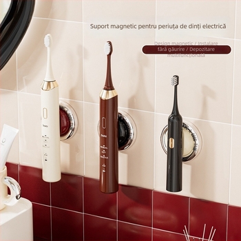 Suport magnetic pentru periuța electrică, baie, fără găuri, depozitare multifuncțională sub chiuvetă și dulap cu oglindă