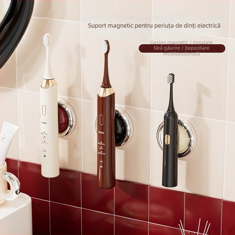 Suport magnetic pentru periuța electrică, baie, fără găuri, depozitare multifuncțională sub chiuvetă și dulap cu oglindă