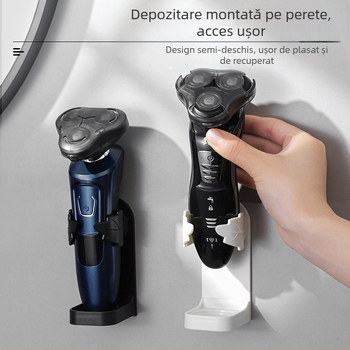 Raft de depozitare pentru ras și suport pentru periute, montaj fără găuri pentru baie, dulap de baie antibacterian și rezistent la mucegai