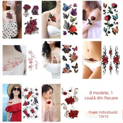 Tatuaje temporare cu Spider Lily și Hell Girl, stil Instagram, autocolant rezistent la apă pentru decolteu, design durabil pentru femei