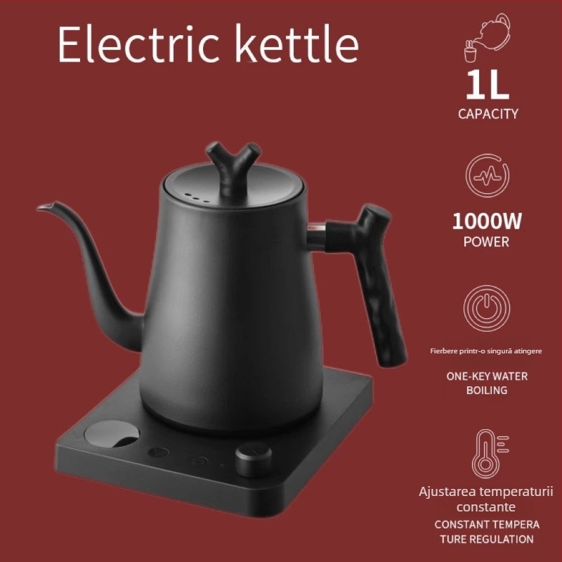 Ceainic electric pour-over din oțel inoxidabil 304, temperatură reglabilă, pentru cafea și Kung Fu ceai
