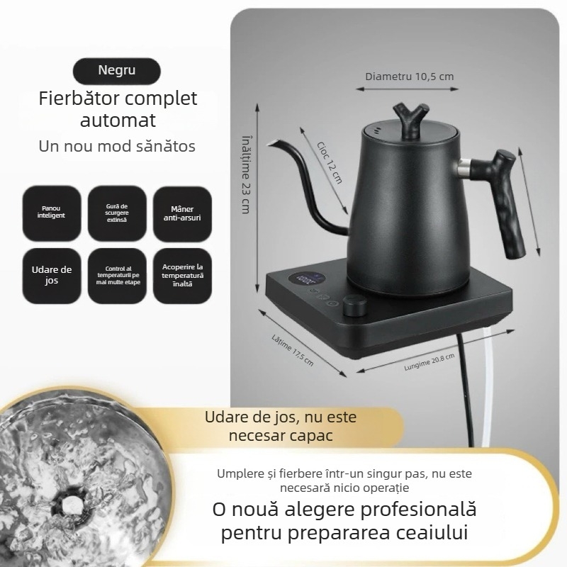 Ceainic electric pour-over din oțel inoxidabil 304, temperatură reglabilă, pentru cafea și Kung Fu ceai