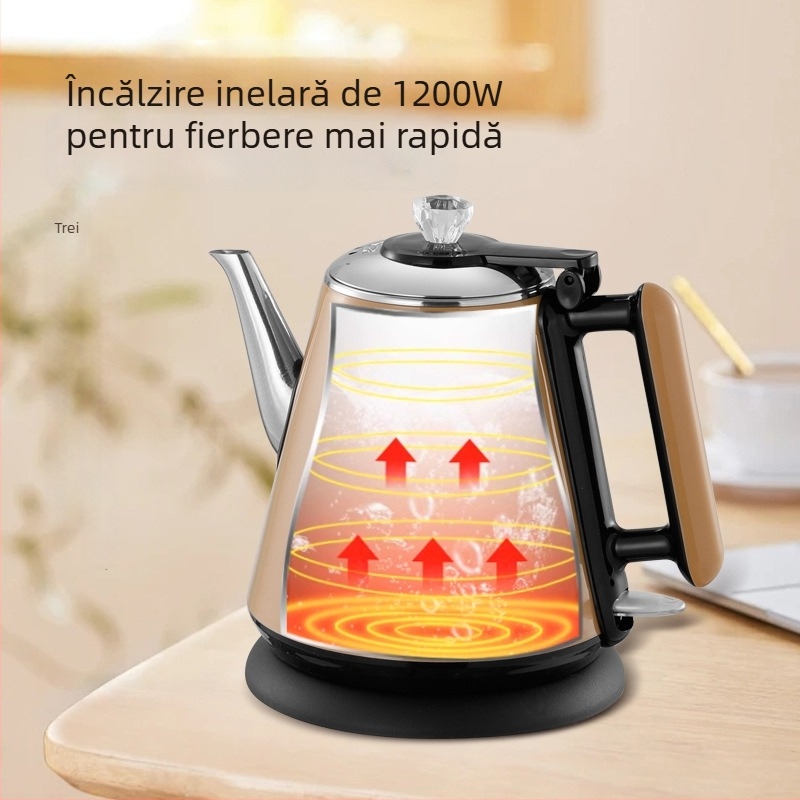 Ceainic electric 1 L, oțel inoxidabil 304, încălzire rapidă, gură lungă, pentru ceai, aparat electrocasnic