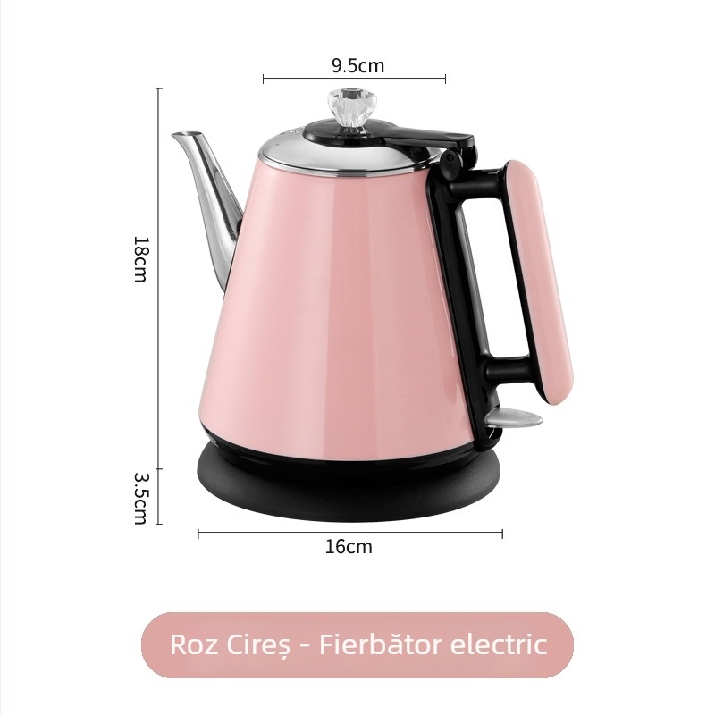 Ceainic electric 1 L, oțel inoxidabil 304, încălzire rapidă, gură lungă, pentru ceai, aparat electrocasnic