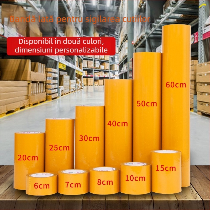 Bandă de ambalare transparentă, extrem de lată, bej, cu aderență mare, rezistentă la apă și umezeală