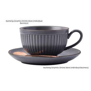Set de cești cafea din ceramică vintage, latte art, design cu urechi atârnate, cești și farfurioare pentru cafenea și uz casnic