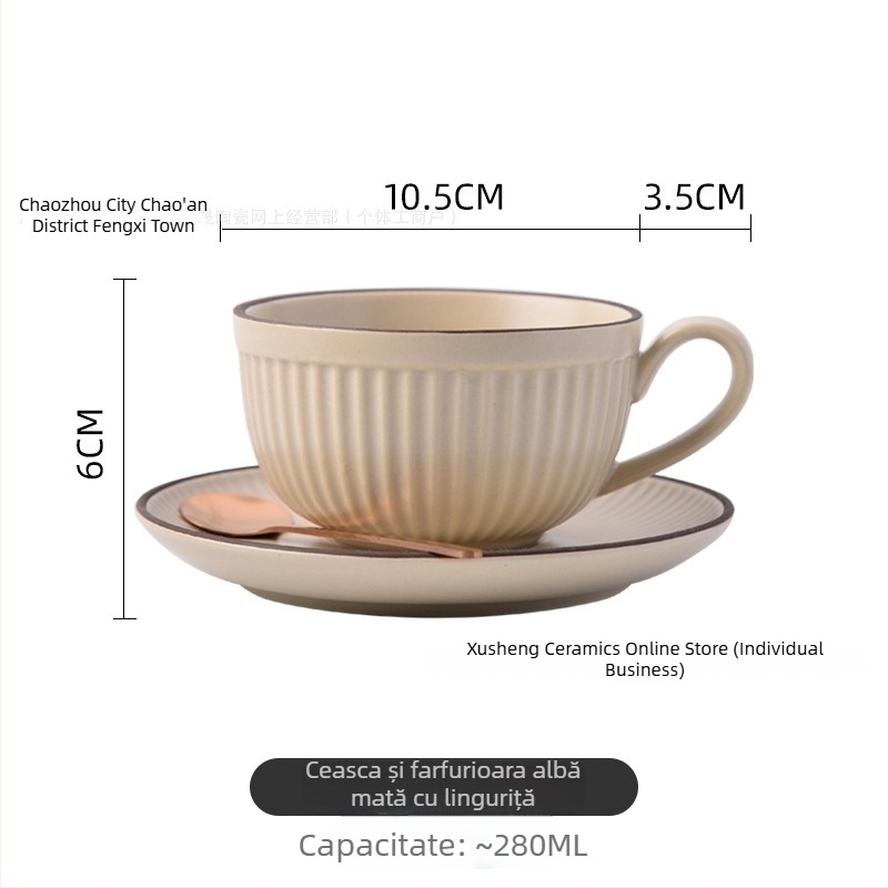 Set de cești cafea din ceramică vintage, latte art, design cu urechi atârnate, cești și farfurioare pentru cafenea și uz casnic