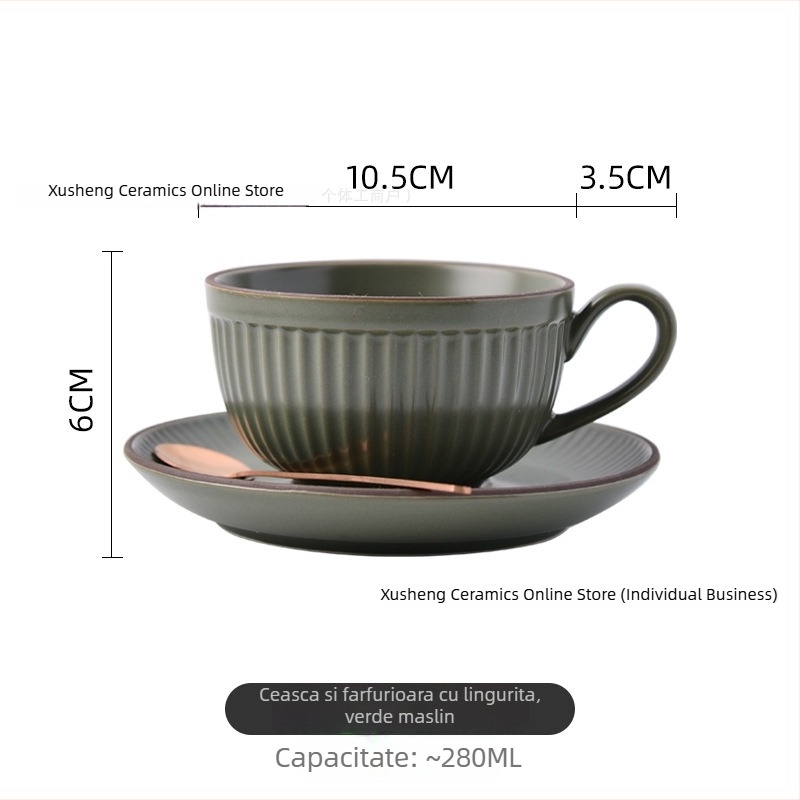 Set de cești cafea din ceramică vintage, latte art, design cu urechi atârnate, cești și farfurioare pentru cafenea și uz casnic