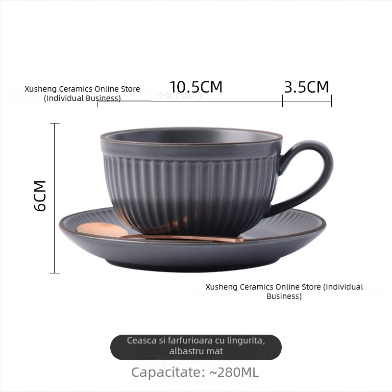 Set de cești cafea din ceramică vintage, latte art, design cu urechi atârnate, cești și farfurioare pentru cafenea și uz casnic
