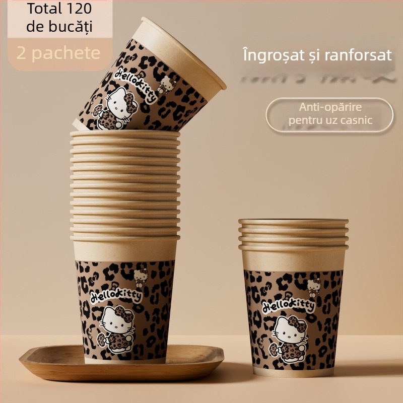 Cupe de unică folosință din hârtie, groase, pentru băuturi calde și reci, protecție împotriva arsurilor, cupe de cafea și ceai drăguțe
