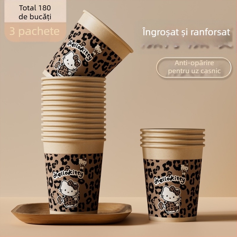 Cupe de unică folosință din hârtie, groase, pentru băuturi calde și reci, protecție împotriva arsurilor, cupe de cafea și ceai drăguțe