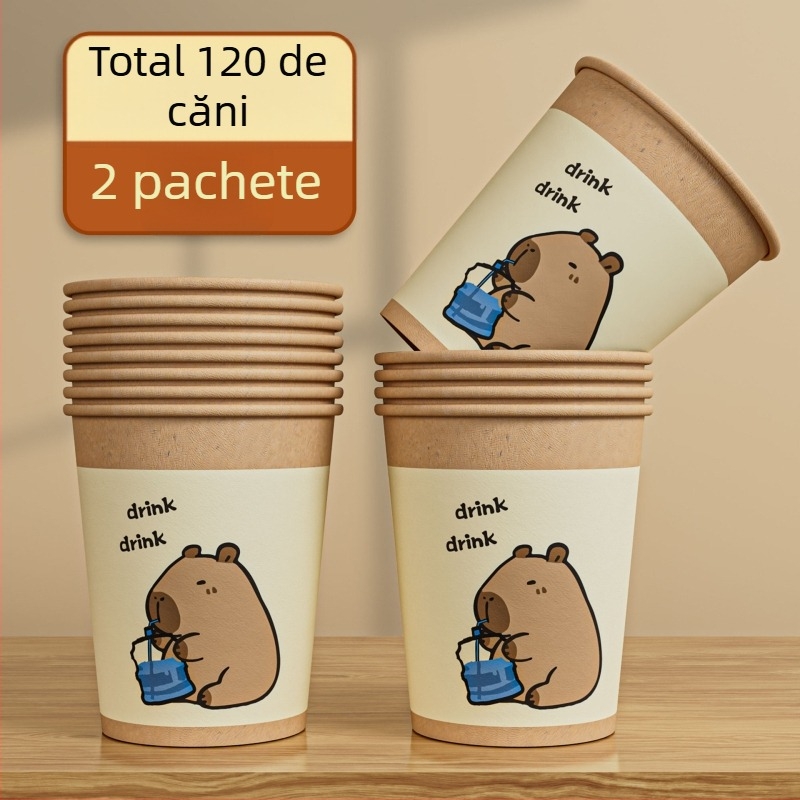 Cupe de unică folosință din hârtie, groase, pentru băuturi calde și reci, protecție împotriva arsurilor, cupe de cafea și ceai drăguțe