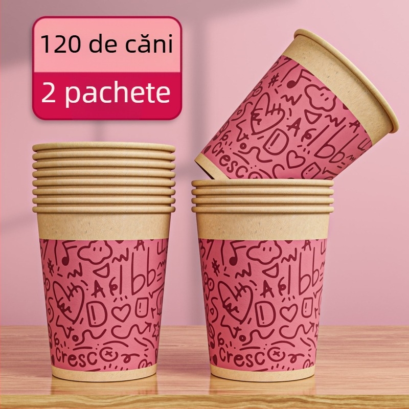 Cupe de unică folosință din hârtie, groase, pentru băuturi calde și reci, protecție împotriva arsurilor, cupe de cafea și ceai drăguțe