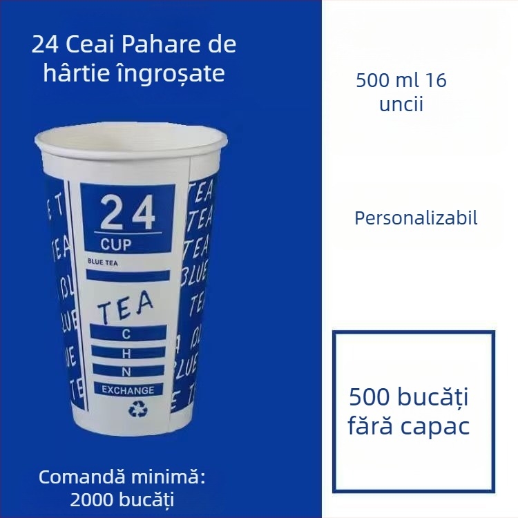 Pahar de hârtie gros, o singură utilizare, cu capac, pentru băuturi calde și reci, personalizare logo, cafea, ceai cu lapte și lapte de soia
