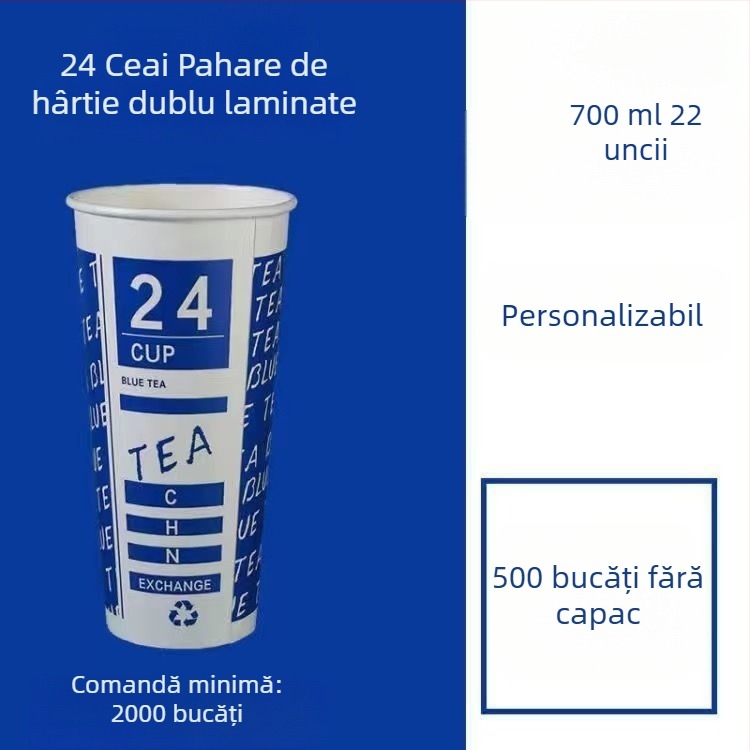 Pahar de hârtie gros, o singură utilizare, cu capac, pentru băuturi calde și reci, personalizare logo, cafea, ceai cu lapte și lapte de soia