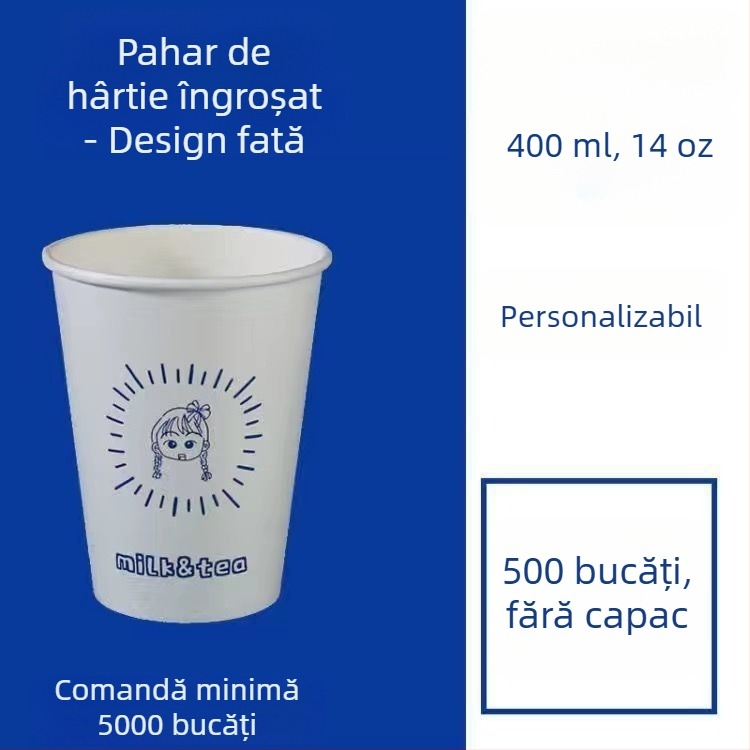 Pahar de hârtie gros, o singură utilizare, cu capac, pentru băuturi calde și reci, personalizare logo, cafea, ceai cu lapte și lapte de soia