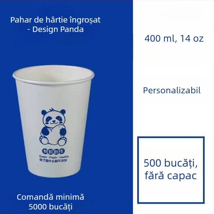 Pahar de hârtie gros, o singură utilizare, cu capac, pentru băuturi calde și reci, personalizare logo, cafea, ceai cu lapte și lapte de soia