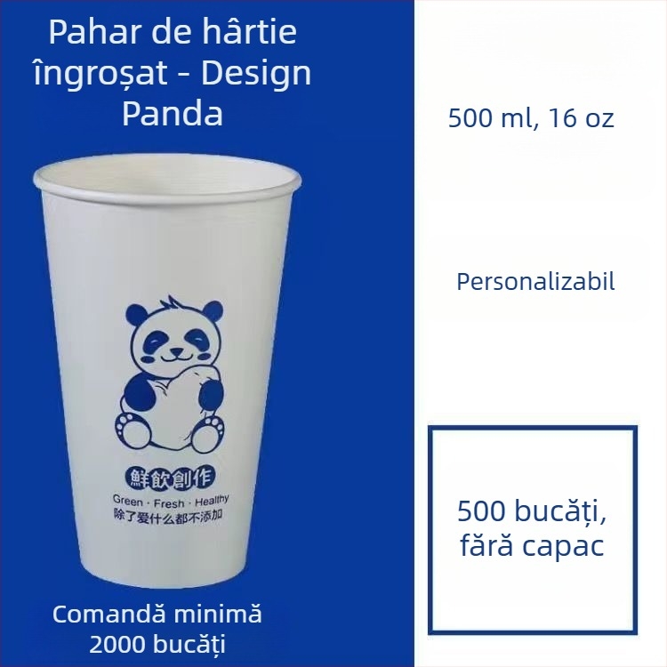 Pahar de hârtie gros, o singură utilizare, cu capac, pentru băuturi calde și reci, personalizare logo, cafea, ceai cu lapte și lapte de soia
