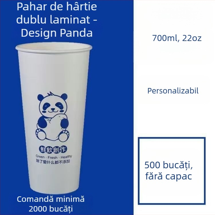 Pahar de hârtie gros, o singură utilizare, cu capac, pentru băuturi calde și reci, personalizare logo, cafea, ceai cu lapte și lapte de soia