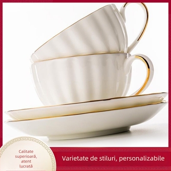 Set de cești și farfurioare pentru cafea, în stil european, porțelan de oase, design nordic minimalist, cești de cafea în stil englezesc pentru uz casnic