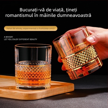 Pahare în stil european pentru bere și whisky, cu margine auriu, cristal lucrat manual, set de pahare pentru băuturi spirtoase
