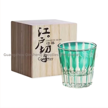 Pahar Starburst de whiskey, pahar japonez de sake Edo Kiriko, sticlă presată mecanic