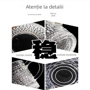 Set de ceașcă de cafea din sticlă cu farfuriu și linguriță, farfurie pentru desert cu margine aurie, pentru uz casnic