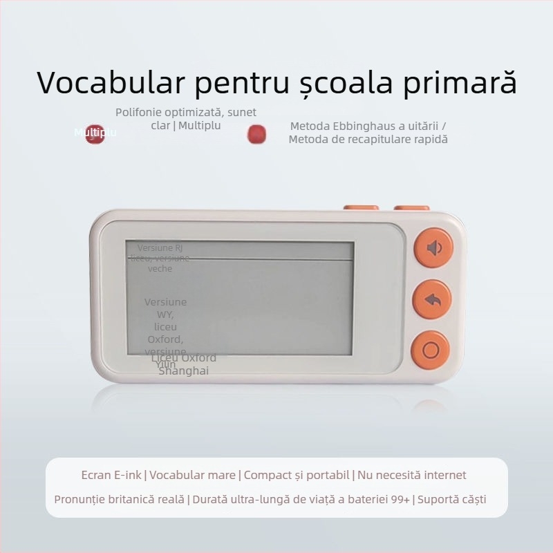Dispozitiv de învățare a cuvintelor în limba engleză cu carduri, pronunție reală, afișaj E Ink, offline