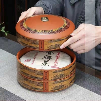 Recipient de ceai din ceramică cu nisip violet pentru prăjitură de ceai Pu'er, stivuibil, 357 g, stil retro luxos