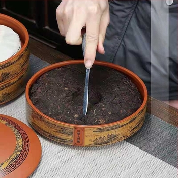 Recipient de ceai din ceramică cu nisip violet pentru prăjitură de ceai Pu'er, stivuibil, 357 g, stil retro luxos