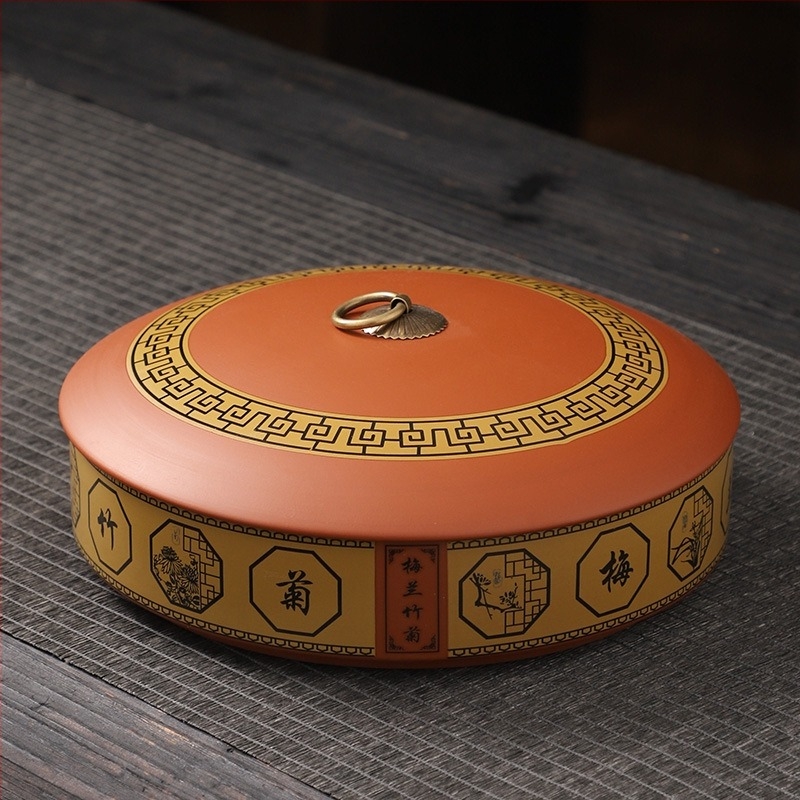 Recipient de ceai din ceramică cu nisip violet pentru prăjitură de ceai Pu'er, stivuibil, 357 g, stil retro luxos