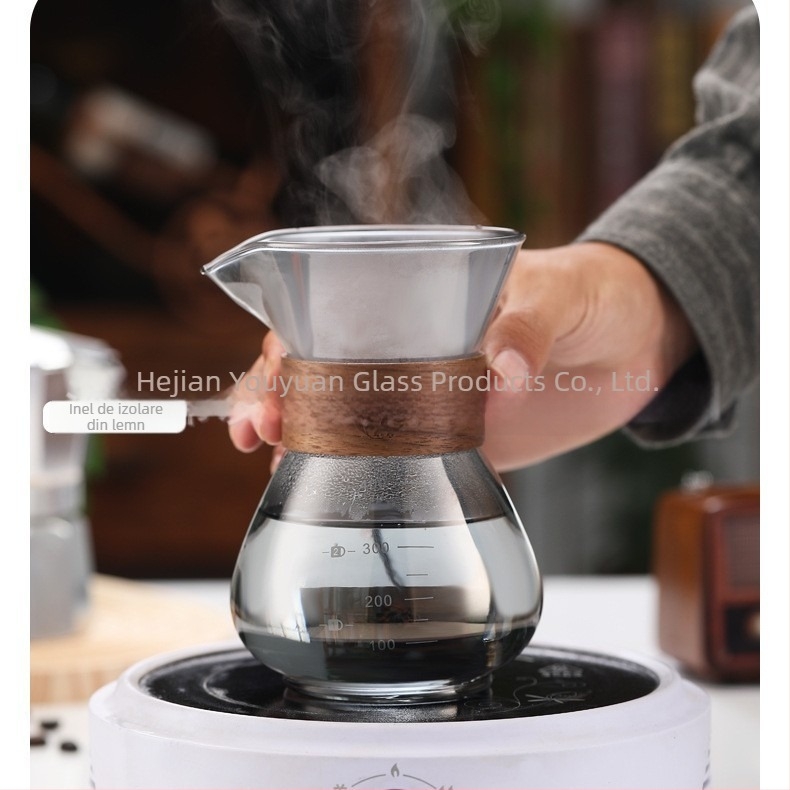 Set de cafea Pour-Over din sticlă cu vas de cafea manual, filtru de cafea și cană cu filtru reutilizabilă