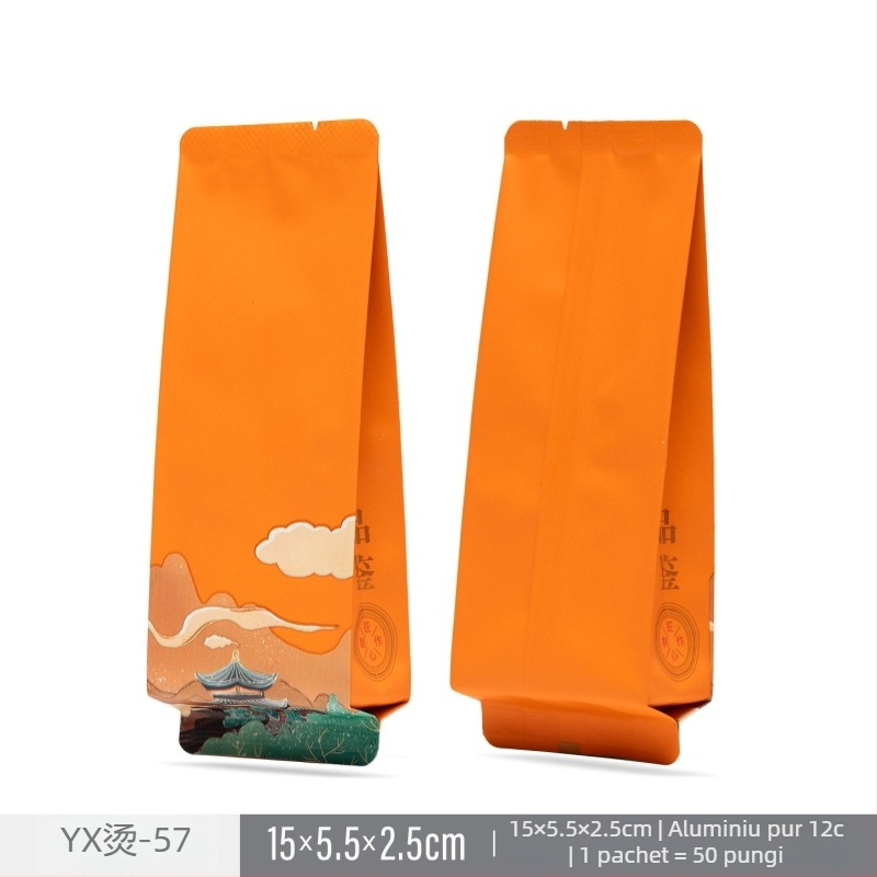 Foițe de ceai ambalate individual în pungi mici; ceai negru, ceai alb, ceai rock; scorțișoară; pungi din folie de aluminiu de 8 g; ștampilare cu folie de aur.