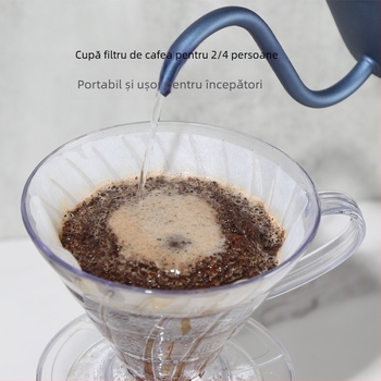 Ceașcă de cafea portabilă din plastic AS, cu filtru de cafea, cu control precis al debitului