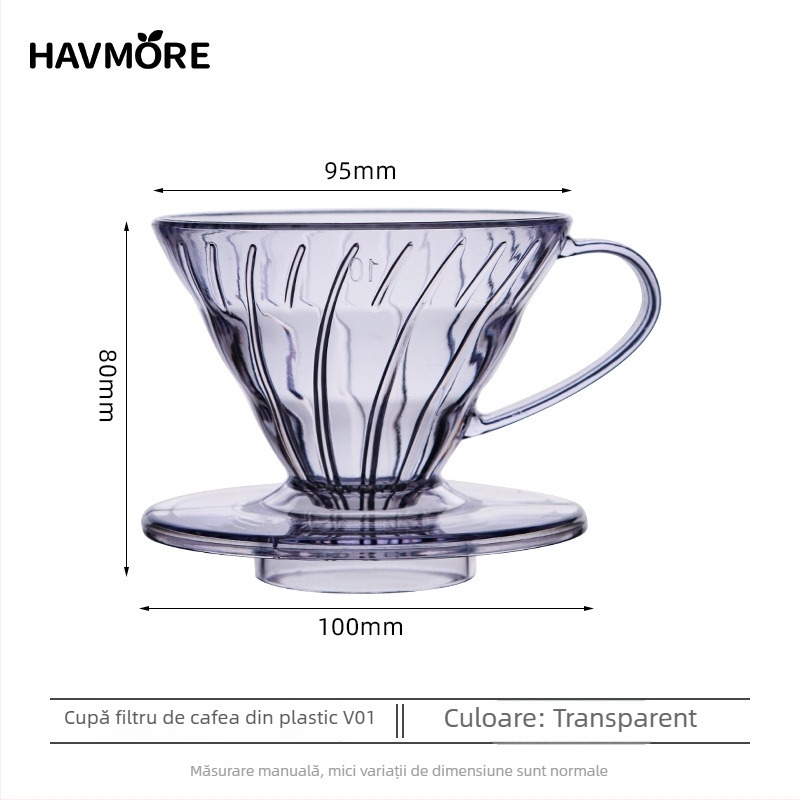 Ceașcă de cafea portabilă din plastic AS, cu filtru de cafea, cu control precis al debitului