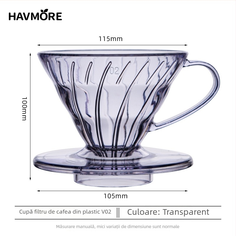 Ceașcă de cafea portabilă din plastic AS, cu filtru de cafea, cu control precis al debitului