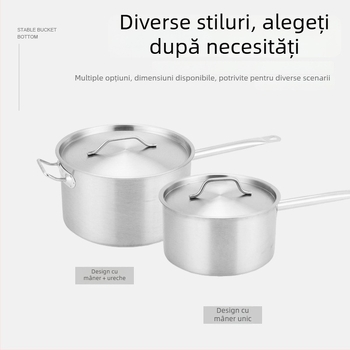 Oală din oțel inoxidabil pentru sosuri, cu mâner unic și înălțimi, potrivită pentru aragazuri cu gaz și inducție; oală mică pentru supă cu fund multistrat și fund îngroșat pentru lapte