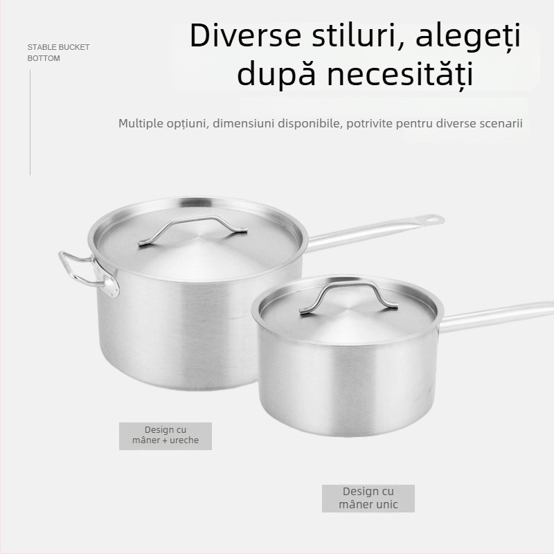 Oală din oțel inoxidabil pentru sosuri, cu mâner unic și înălțimi, potrivită pentru aragazuri cu gaz și inducție; oală mică pentru supă cu fund multistrat și fund îngroșat pentru lapte