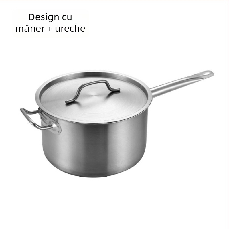 Oală din oțel inoxidabil pentru sosuri, cu mâner unic și înălțimi, potrivită pentru aragazuri cu gaz și inducție; oală mică pentru supă cu fund multistrat și fund îngroșat pentru lapte