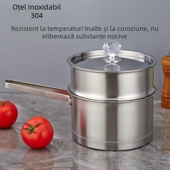 New Longda oală de lapte din oțel inoxidabil 304, netencuită, fund triplu, compatibilă cu plita, design modern minimalist, oală mică pentru hrana bebelușilor și tăiței