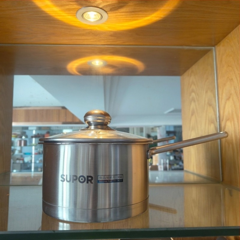 New Longda oală de lapte din oțel inoxidabil 304, netencuită, fund triplu, compatibilă cu plita, design modern minimalist, oală mică pentru hrana bebelușilor și tăiței
