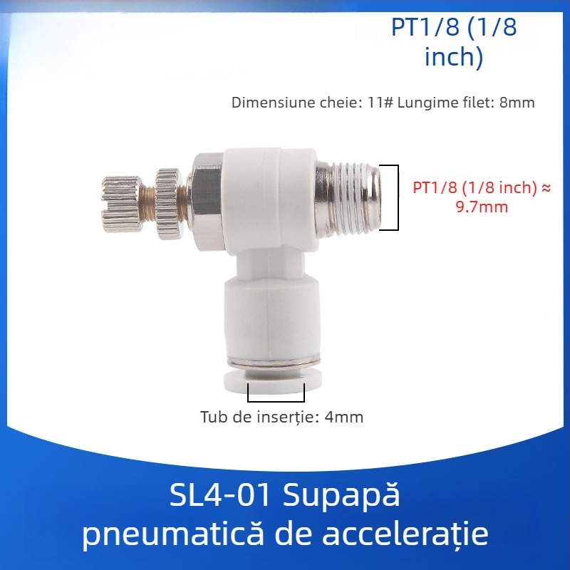 SL8-02 Cuplă pneumatică rapidă cu comutator, regulator de presiune a aerului și debit reglabil pentru cilindru