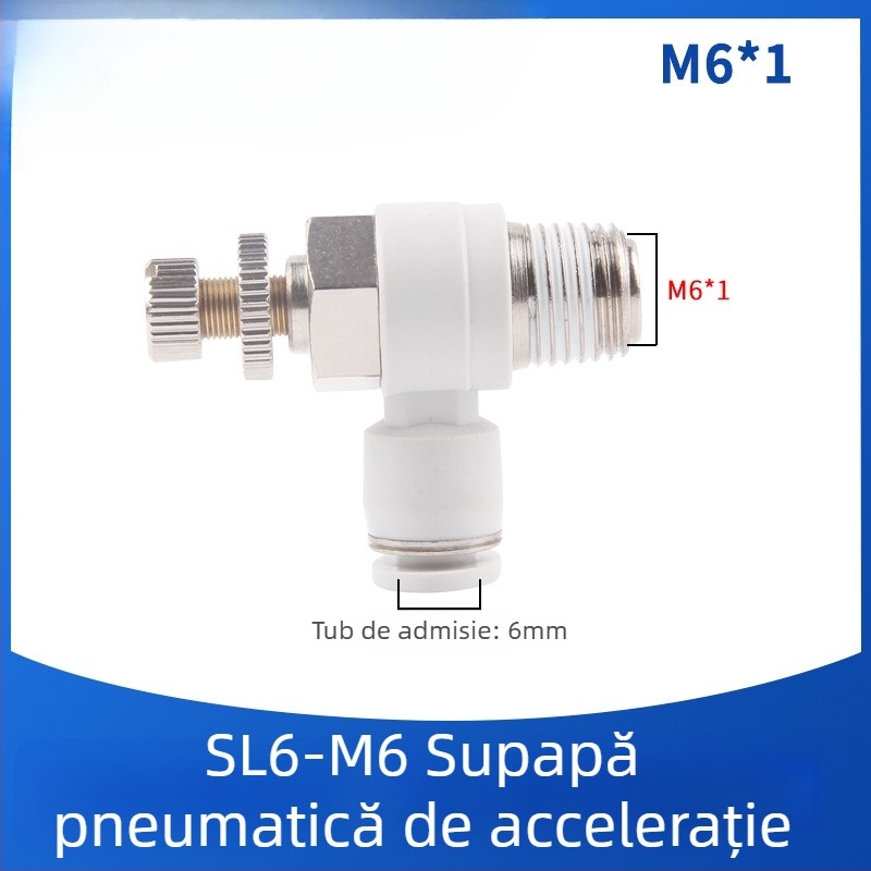 SL8-02 Cuplă pneumatică rapidă cu comutator, regulator de presiune a aerului și debit reglabil pentru cilindru