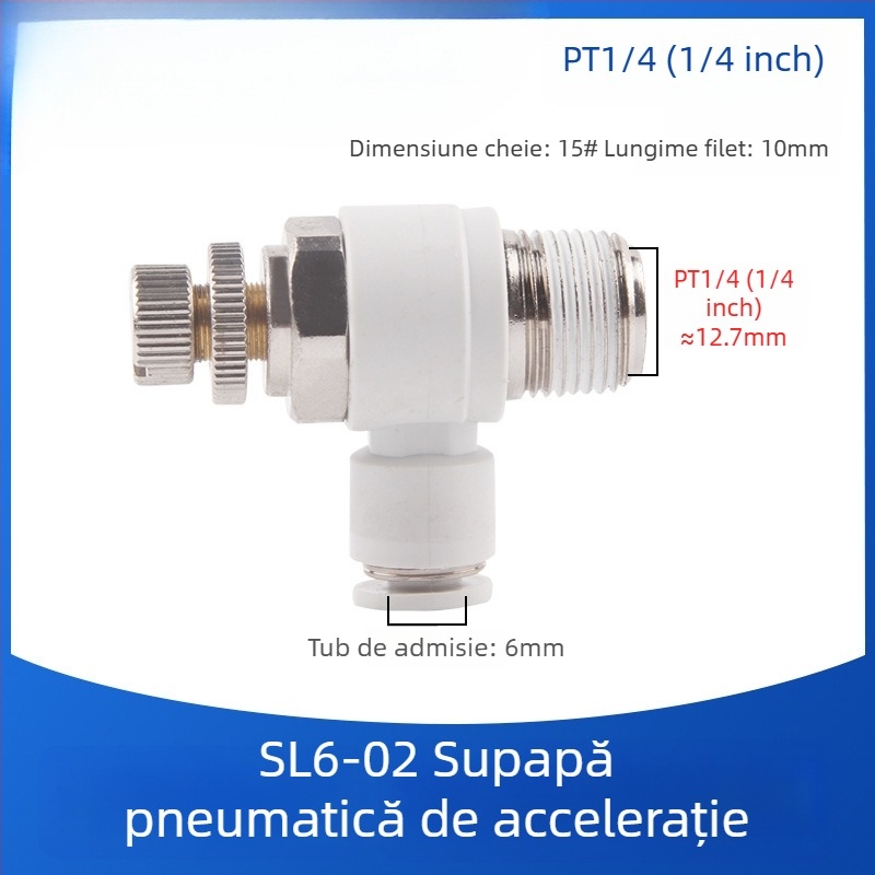 SL8-02 Cuplă pneumatică rapidă cu comutator, regulator de presiune a aerului și debit reglabil pentru cilindru
